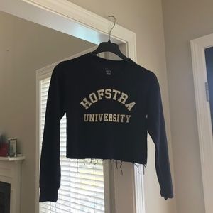 Hofstra University Crop Sweatshirt Long Sleeve Navy Blue